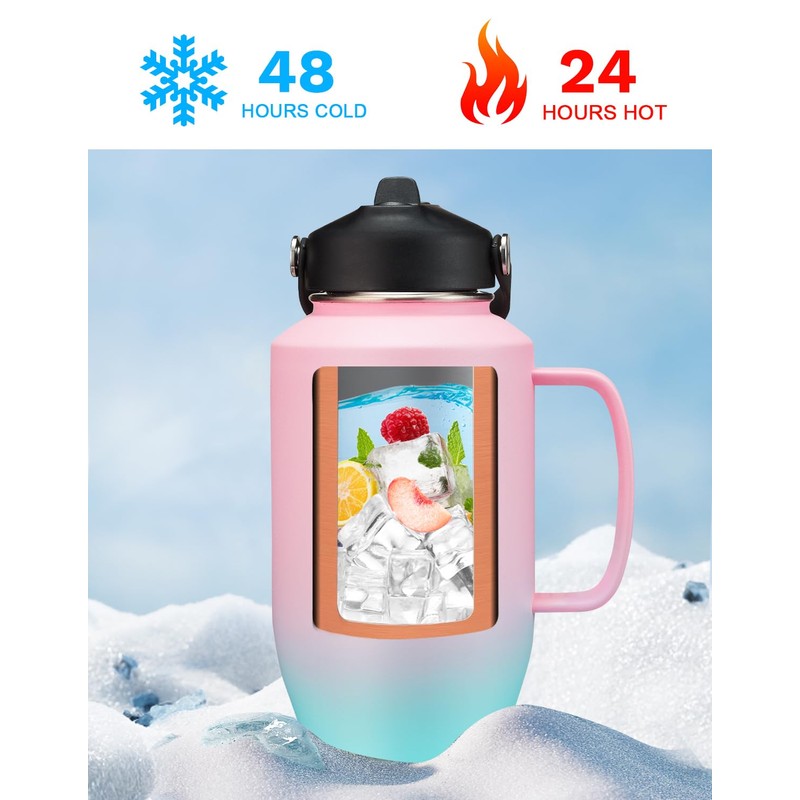 40 oz Insulated Tumbler with Handle and Straw - Stainless