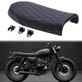 Black Vintage Motorcycle Flat Rhombus Retro Saddle Seat For Cafe Racer KZ400 KZ550 K750 Z650 W650 CB100 CB125 CB175 CB200 CB350 CL200 CL350