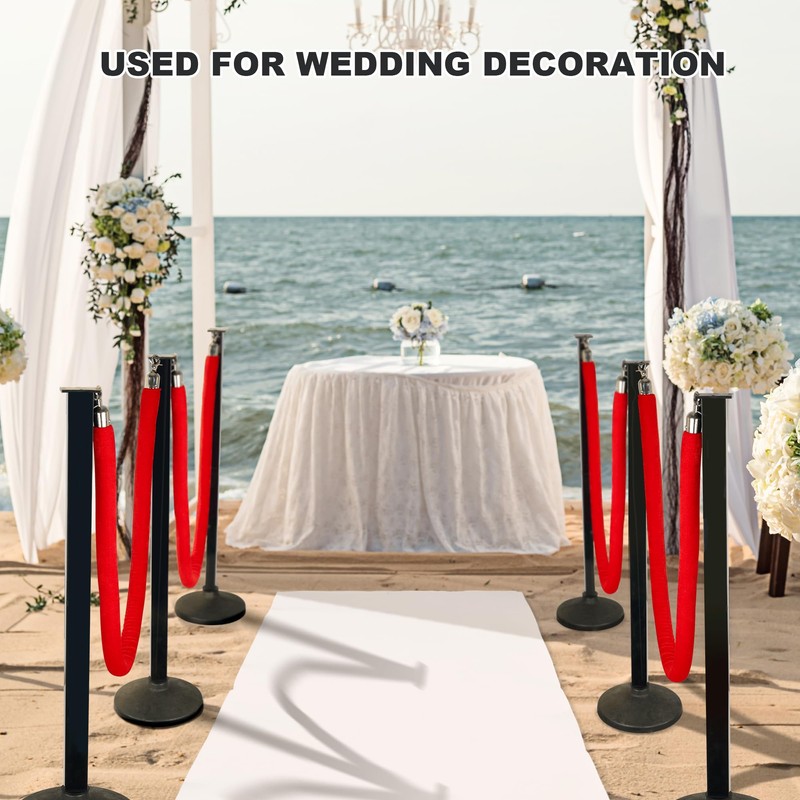 4 Pack Stanchions Post with Velvet Rope, Crowd Control Stanchions,