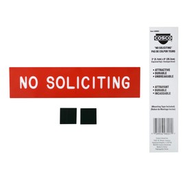 Cosco Sign, Red Engraved, No Solicitors, 2 x 8 Inches (098001)