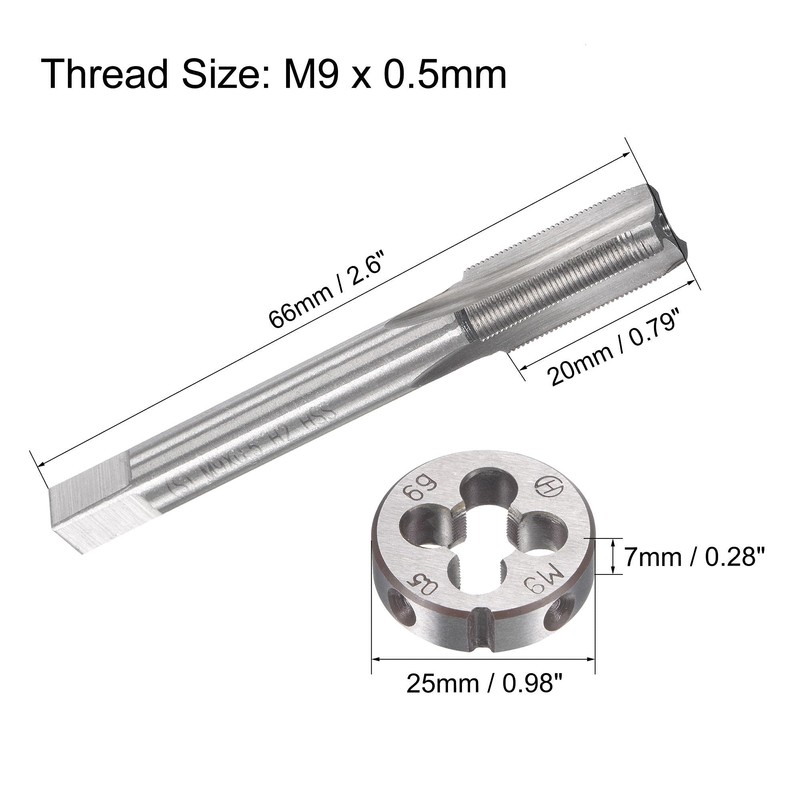 sourcing map M9 x 0.5mm Metric Tap and Die Set,