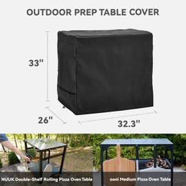 WNANAN Outdoor Pizza Oven Table Cover for Nuuk Three-Shelf Heavy Duty Rolling Outdoor Pizza Oven Table and ooni Pizza Oven Stand Modular Table,600D Heavy Duty Waterproof Cover,Black