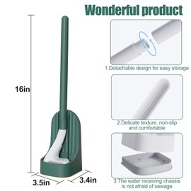 Qaestuan cepillo de inodoro de Golf, Mango Largo Escobillas de Baño, Montado en la Pared escobilla baño Silicona, limpieza profunda de 360°, para la Limpieza Baño o EL Aseo (Verde)