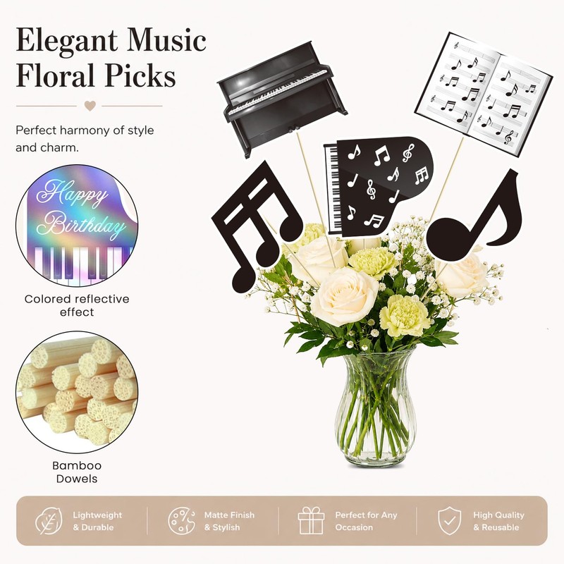 26PCS Piano Music Party Centerpiece Sticks Musical Note Table Toppers