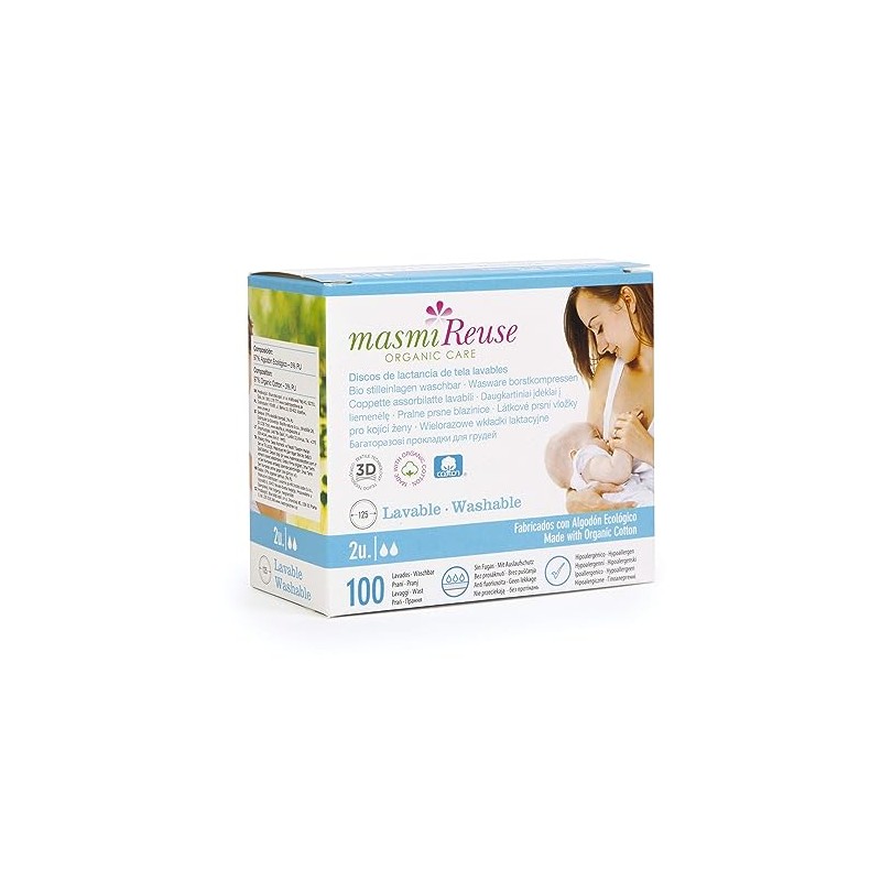 Masmi Reuse Organic Nursing Pads Washable Organic Cotton Pack of