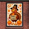 BlissYard Thanksgiving Window Banner Turkey Pilgrim Hat Autumn Harvest Background