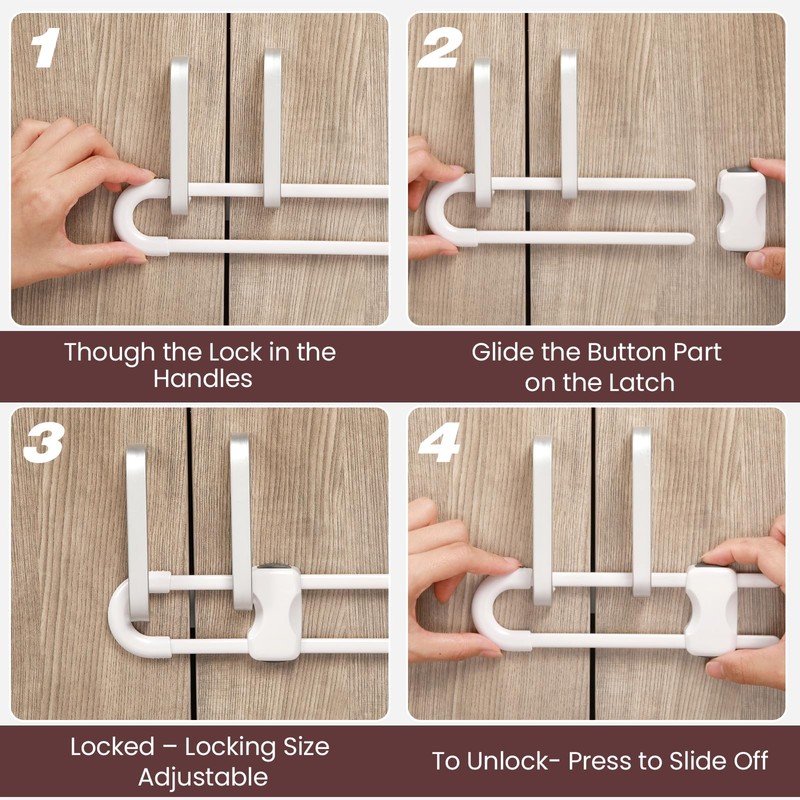 Jetec 10 Pieces Cabinet Locks for Babies, U-Shaped Proofing Drawers
