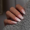 KQueenest Ombre French Tip Press On Nails Medium Long Coffin,