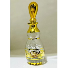 Unbranded Vintage Egyptian Crystal Gold ￼Glass Bottle 1 Pound And 6 Ounce 9.8 Inches