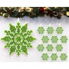 12pk Glitter Snowflake Hanging Decorations, Christmas Tree Snowflake Baubles/Ornaments (Lime