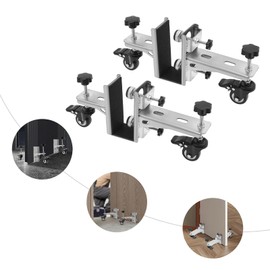 Heavy Duty Door Installation Tool Set (2-Pack) | 300lbs Capacity Adjustable Door Jack for 1.375-2.25" Doors | Steel Frame/Bifold/Barn Doors Installer with Locking Wheels & Anti-Slip Pads