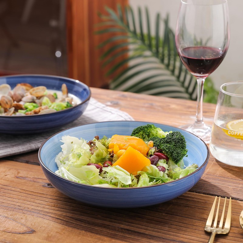 Selamica Ceramic Pasta Bowls Set 34 OZ, Large Salad Bowl