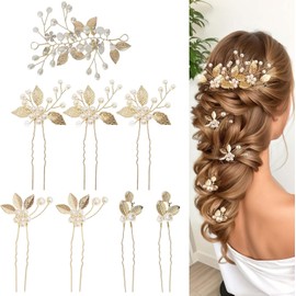 8 Pieces Wedding Pearl Hair Pins, Bridal Wedding Hair Pins, Bridesmaid Hair Clips, U Shape Pearl Bobby Pins for Bride Bridesmaid Women Girls