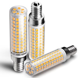 Hylroe E12 Dimmable LED Candelabra Light Bulbs 100 Watt Equivalent 2700K Warm White 1000 Lumen 10W E12 C7 T6 LED Corn Bulbs for Home Decorative Chandelier Ceiling Fan Pendant Lighting Salt Lamp,3 Pack