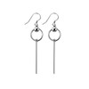 925 Sterling Silver Bead with Long Line Bar Dangle Earrings