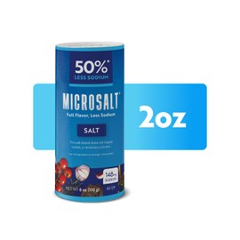 Microsalt 50% Less Sodium Salt, Regular Salt Substitute, Seasoning Salt for Snacks, Full Flavor, Less Sodium, 2 oz, Pack of 2