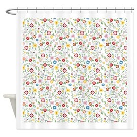 CafePress Peanuts Snoopy Spring Pattern Decorative Fabric Shower Curtain