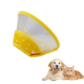 Pet Cone Recovery Dog Cone Adjustable Dog Collar Clear Padded Collar with Breathable Soft Edge, Plastic Puppy Cone Protect The Neck Surgery Recovery, Designed for Cats and Puppies (Yellow, S)
