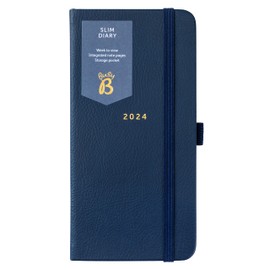 Busy B - Slim Diary from January to December 2024 - Navy - Faux Leather Week to View Slim Planner with Space for Notes