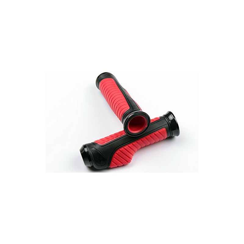 MotorToGo Red Aluminum Handlebar Gel Hand Grips W/End Cap Compatible