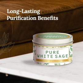 Magnificent 101 Candle Long Lasting Pure White Sage Scented Candle - 6 oz - 35 Hour Burn - Natural Soy Wax Smudge for House Energy Cleansing, Positive Vibes & Manifestation - Manifestation Candles