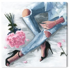 Oliver Gal Fashion and Glam Wall Art Canvas Prints Outfits Romantic Jeans Pastel Home Décor, 24" x 24", Stretched