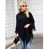Ferand Ladies' Hooded Cape with Fringed Hem, Crochet Poncho Knitting