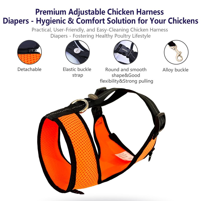 Yesito Chicken Harness Hen Size with 5.5ft Matching Leash –