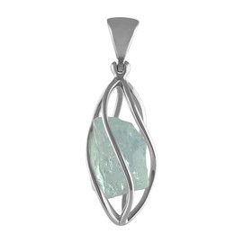 Colgante de plata de ley con piedras preciosas ásperas, Gema, Aguamarina