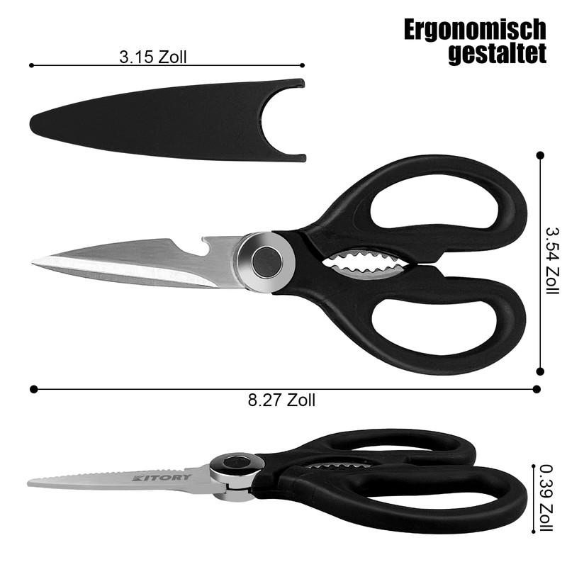 Kitory Kitchen Scissors, Universal Scissors, Household Scissors with Saw Cut,