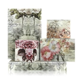 Vintage Floral Wrapping Papers, 4 Designs Rose Flowers Print Pretty Gift Wrap Classic European Imperia Palace Style Folded Flat Art Sheets Paper for Wedding Birthday Bridal Shower Gift Wrapping Paper