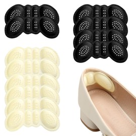 Arvoni 6 Paar Fersenpolster Schuheinlagen, Hochwertiger Schwamm Fersenpolster für zu Große Schuhe, Fersenschutz Anti-Rutsch mit Kleberückseite, Fersenfreund für Männer Frauen (Schwarz, Beige)