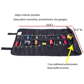 1/2 Pcs Tool Roll Organizer Storage-Wrench Organizer&Tool Pouch-Wrench Roll Includes Pouches for Sockets-Tool Rolls Up canvas Bag for Electrician,HVAC,Plumber,Carpenter or Mechanic