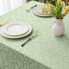 Romanstile Outdoor Tablecloth Washable 100 x 100 cm Square Light Green Damask Jacquard Small Tablecloths Table Cloth Decoration for Easter Garden Parties Outdoor Birthday Party Spring
