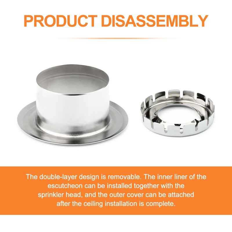 GASHER 4Pcs Recessed Fire Sprinkler Escutcheon 1/2 in. IPS, Depth
