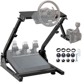 OldFe Caballete para volante de carreras 57 x 49 cm ajustable de acero inoxidable Simulador de carreras Juego V2 Palanca de velocidad Pedal del...    