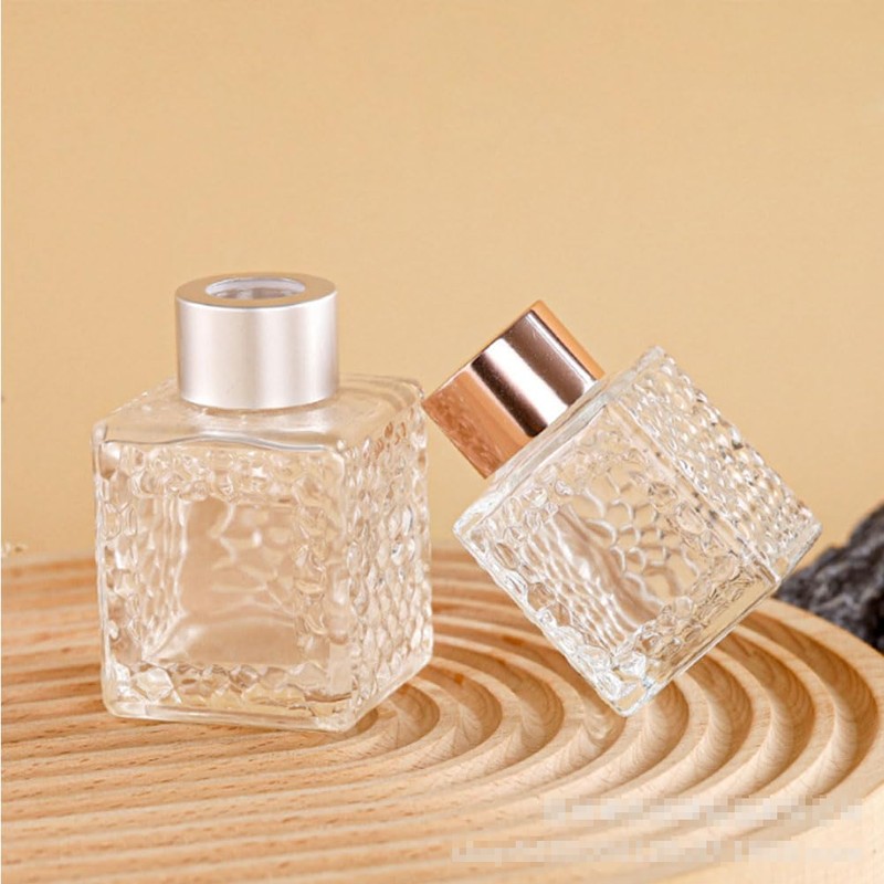 2PCS 50ml/1.7oz Empty Clear Square Glass Diffuser Bottle Diffuser Jars