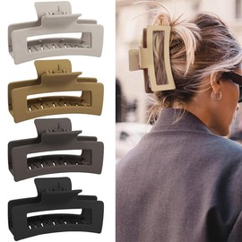 Bangbobi Set of 4 Large Hair Clips for Thick, Long Curls - 13 cm Jumbo Hair Clips Women's Hair with Non-Slip Mats Material - Large Hair Clip