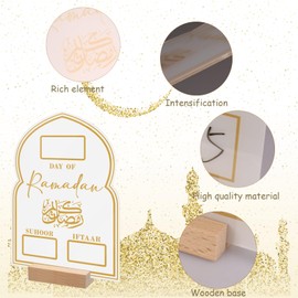 BSHYT Ramadan Mubarak Advent Calendar Arylic Countdown Calendars Home Decor,Write by Hand Eid Decorations/Ramadan Decorations for Home,Ramadan Ornament Kids Gift (B)