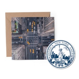1 x Greeting Card & Vinyl Sticker Set - New York America USA States Landmark Travel Holiday Map City Friend Mum Girls Boys Scrapbook #79927