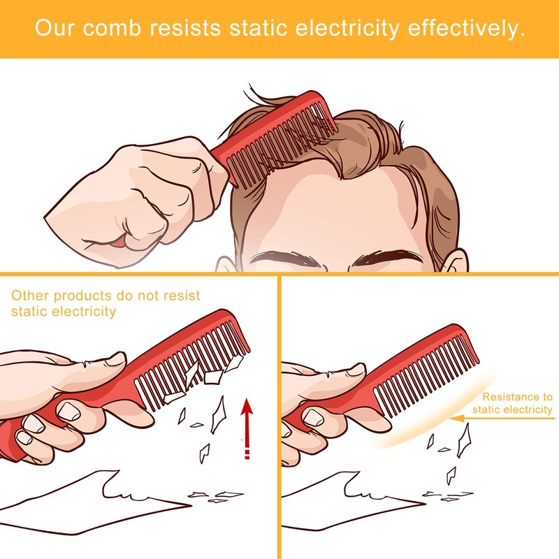 15Pcs Comb With Handle Colorful Styling Handle Comb Set Plastic
