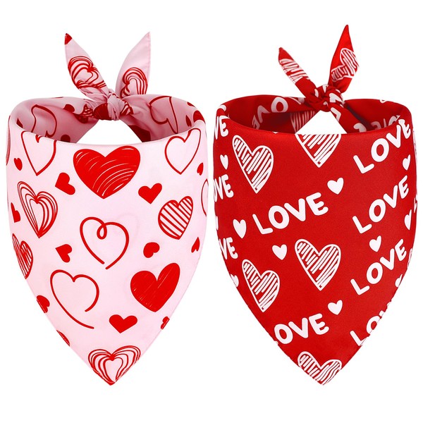 Vivifying Valentine's Day Dog Bandanas - 2 Pack Romantic Pet