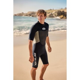 Animal Slater Mens 2mm Shorty Wetsuit - 2mm Thickness, Back Zip Entry, Short Wetsuit Use, Flat Seams, Best for