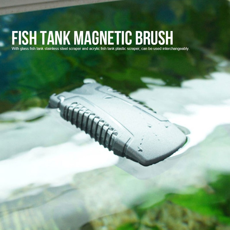 Fish Tank Magnetic Brush Moss Remover Glass Suspension Scraper Aquarium