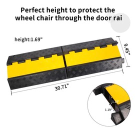 YONSHENG Rubber Cable Ramp Cord Cover Cable Protector Ramps Wire Hose Protective 2 Channel 22000Lbs Load Capacity Traffic Speed Bump for Asphalt Concrete Gravel Driveway Indoor Outdoor, 1 Pack