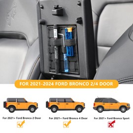 RERPRO Center Console Organizer Storage Compatible with 2021 2022 2023 2024 2025 Ford Bronco 2/4 Door Interior Accessories Armrest Tactical Webbing Molle Panel, 1 Pack Black