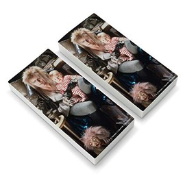 Labyrinth Goblin King On Throne with Baby David Bowie Jareth Toby Eraser Set of 2