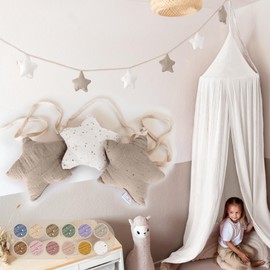 lilimaus Stars Bunting Fabric – Bunting Children's Room – 100% Cotton Handmade Garland Fabric – Bunting Muslin – House Bed Decoration Girls & Boys – Garland Nursery Decoration Baby Room