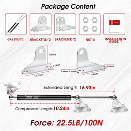 Vepagoo 17 Inch 22.5lb/100N Gas Shock Strut Spring for RV Bed Boat Bed Cover Door Lids Floor Hatch Door Shed Window and Other Custom Heavy Duty Project, Set of 2 (Fit Support Weight: 19-25lbs)