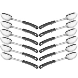 13" Stainless Steel Serving Spoons – (Pack of 12) | Commercial Kitchen Utensils | Restaurant Quality Chef Basting Spoon with Heat-Resistant Coated Handle (12)